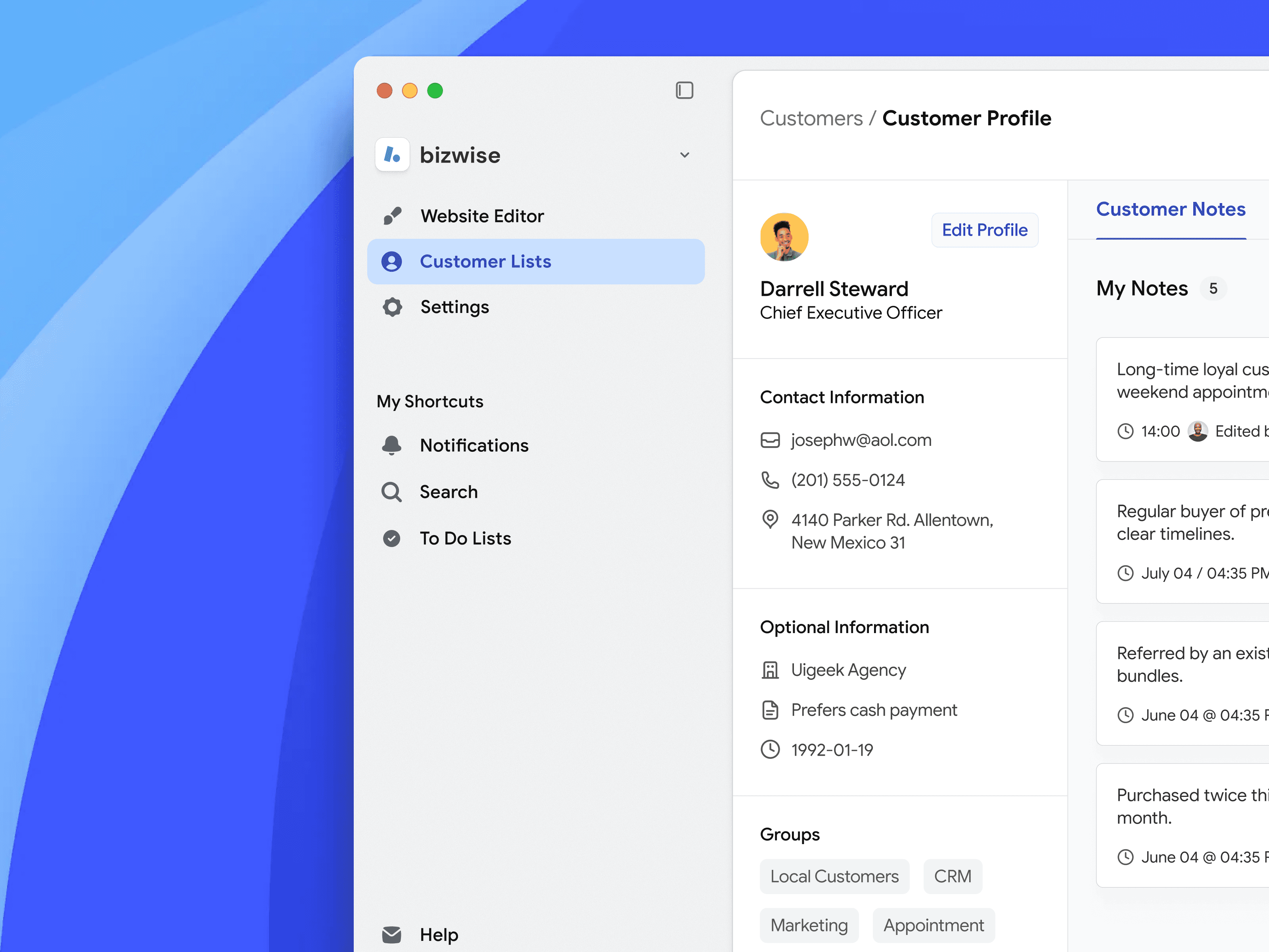 Customer Profile Dashboard